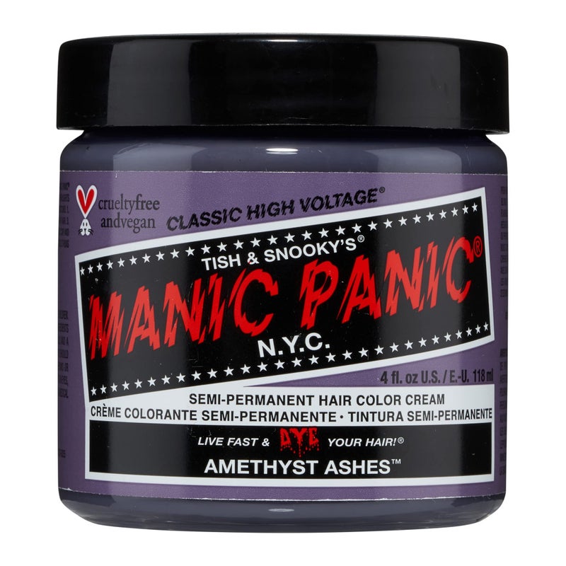 MANIC PANIC Classic Amethyst Ashes Semi Permanent Hair Color - Purple-Toned Smoky Grey Hair Dye for Women & Men That Lasts 4-6 Weeks - Vegan, Ammonia & Cruelty-Free - Create & Mix Custom Shades (4oz) - Image 1